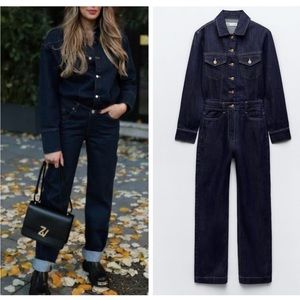 ZARA JUMPSUIT PLAYSUIT DENIM BLUE
